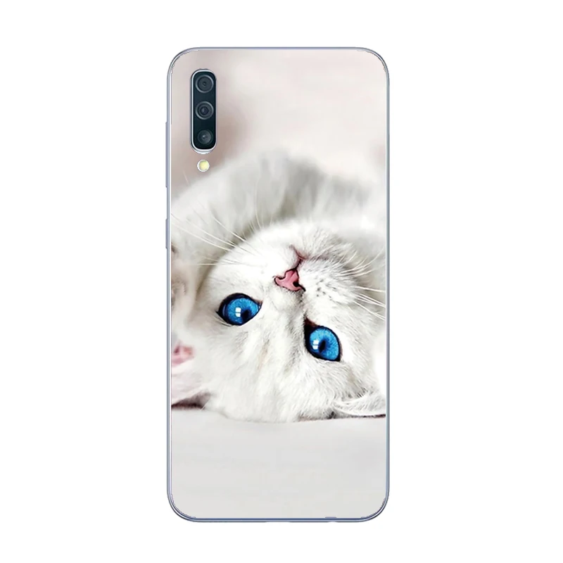 Case For Samsung Galaxy A10 A70 A50 A30 A40 A20 Phone Silicone Soft TPU Cover A50S Cute Flower cat Bumper | Мобильные телефоны и