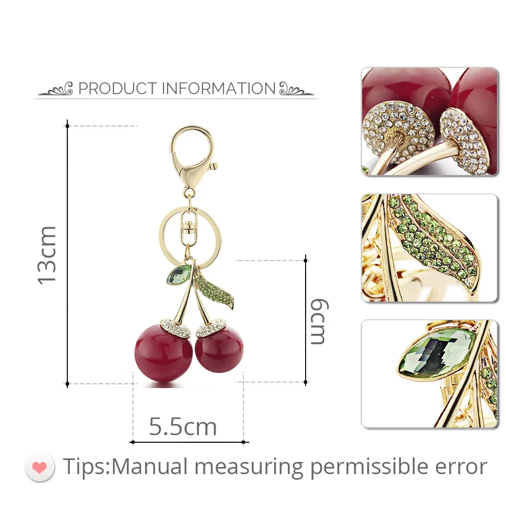 Брелок-вишня брелок с кристаллами подвеска в сумку милый мультяшный для