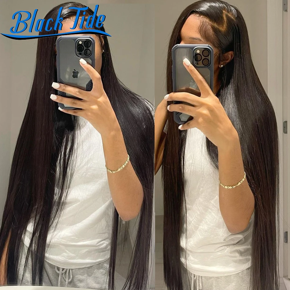 Straight Wig 13x4 Lace Frontal Wig HD Transparent Lace Front Human Hair Wigs 180% Remy 38 Inch Long Bone Straight Frontal Wig