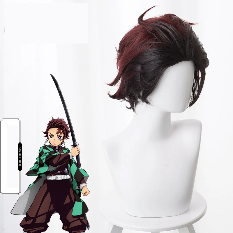 Demon Slayer: Kimetsu no Yaiba Kamado Tanjirou косплей парик Kamado Nezuko для женщин и мужчин пушистые завитые волосы парики вечерние реквизит для Хэллоуина