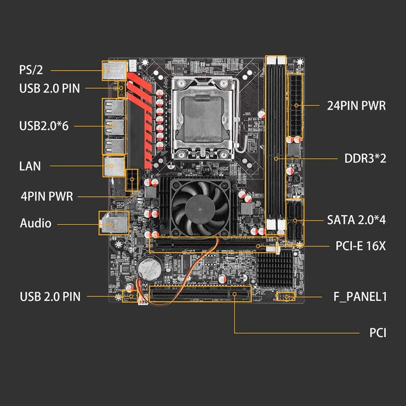 

X58A+ Gaming Motherboard DDR3 16G LGA1366 Pin for Inte L Core I3, I5,I7 and Xeon Series Support Server 1066/1333/1600MHz