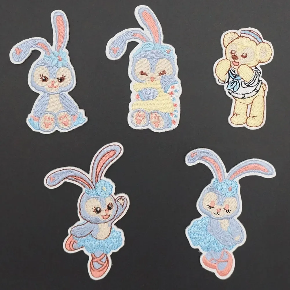 Вырезанные Кролик Медведь Вышитые утюгом на крючке Патчи мультфильм милый стиль