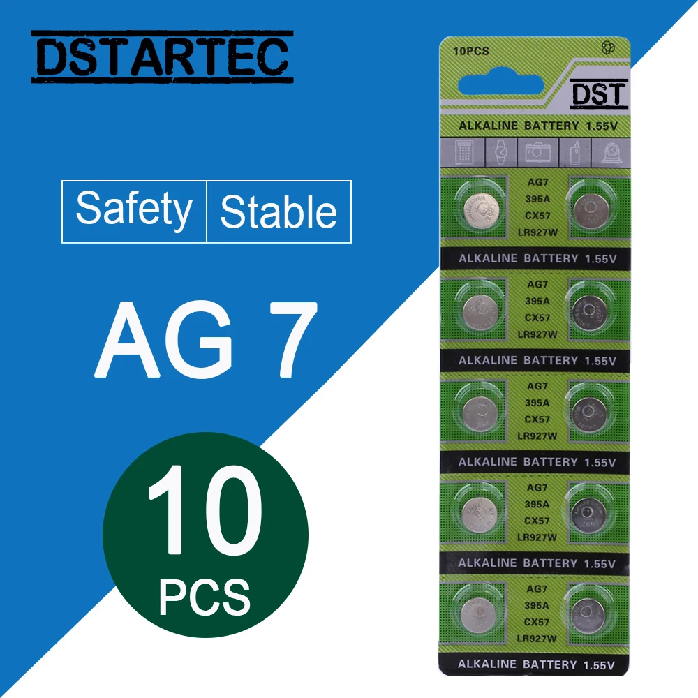Батарейки AG7 LR927 LR57 SR927W 1 55 GR927 395A AG 7 10 шт./карта 30 мАч 399 в | Электроника