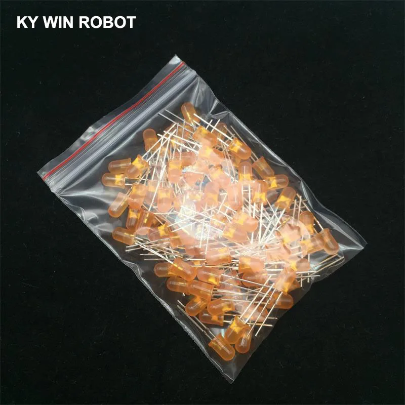 100pcs Orange 100 шт. 5 мм светодиодный Диод 5 мм Ассорти комплект белый зеленый красный синий желтый оранжевый розовый фиолетовый теплый белый DIY светильник светодиод - Цвет: 100pcs Orange