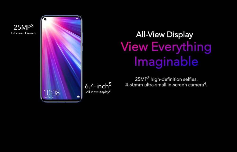 Стоковый мобильный телефон Honor V20 View 20, экран 6,4 дюйма, аккумулятор 4000 мАч, жидкостное охлаждение, Kirin 980, Android 9,0, смартфон NFC
