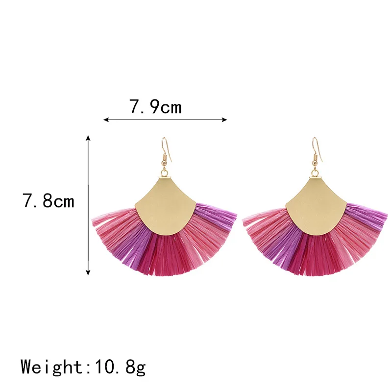 

Bohemian Vintage Ethnic Tassel Earrings Handmade Raffia Fringed Big Earrings Drop Earrings for Women Party Jewelry Oorbellen