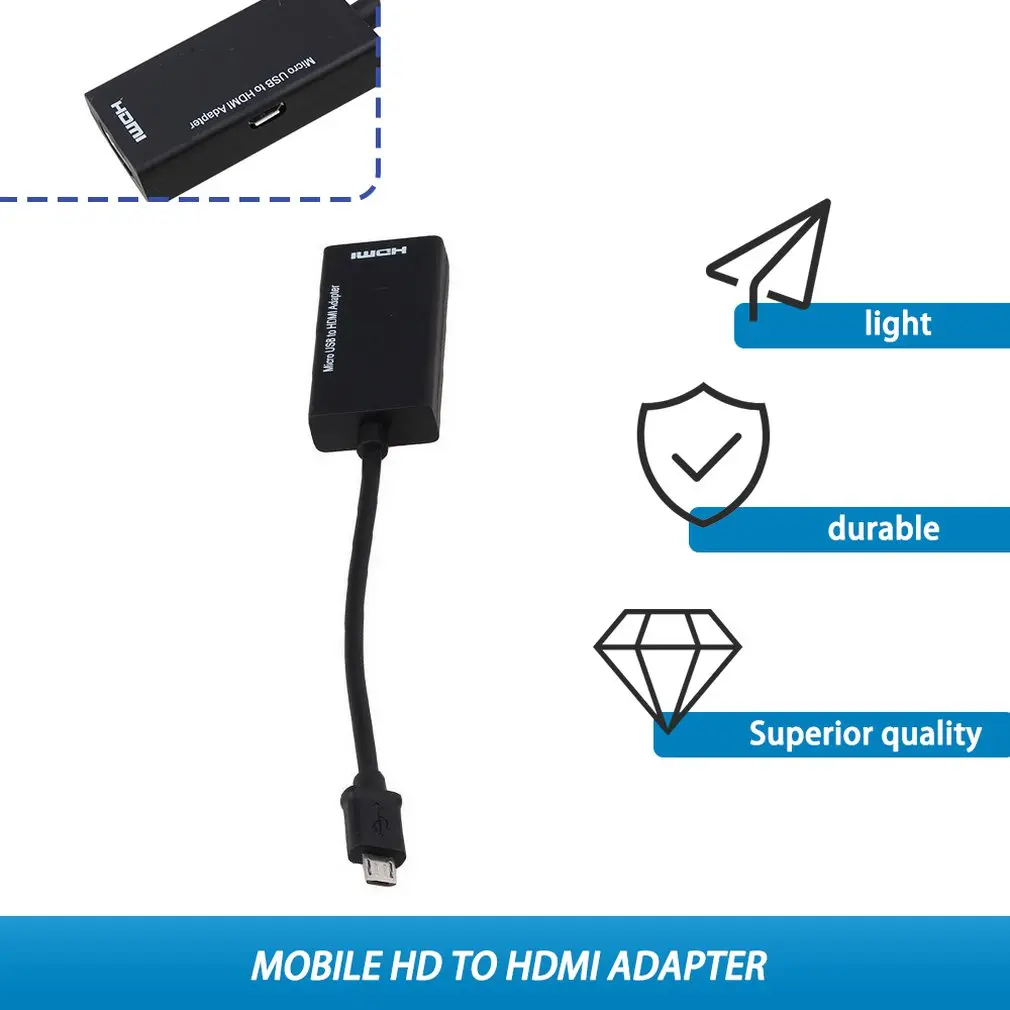 Портативный маленький MHL Micro USB штекер-HDMI гнездо адаптер кабель для Android