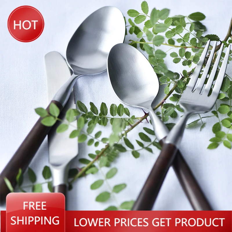 

Wooden Reusable Japanese Cutlery Set Wood Handle Zero Waste Chopsticks Eco Friendly Products Cozinha Kitchen Accessories AA50DC