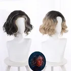 Парик для косплея Loki Sylvie на Хэллоуин, термостойкий синтетический с короткими вьющимися черными светлыми смешанными волосами + шапочка для парика