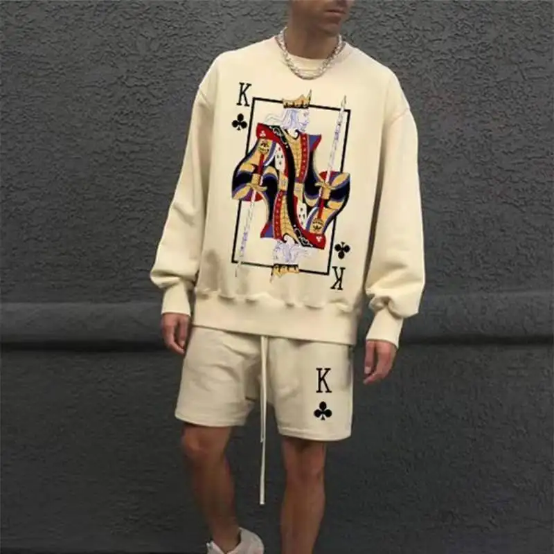 Комплект спортивный мужской из футболки с длинным рукавом и шортов|Мужские