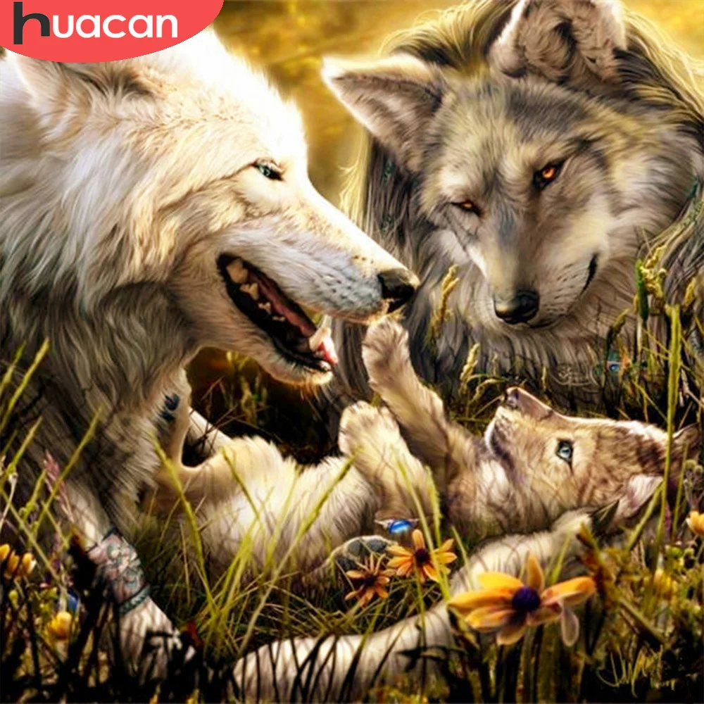 

Алмазная живопись HUACAN, животное, волк, мозаика, вышивка крестиком, украшение, картина с алмазами, домашнее искусство
