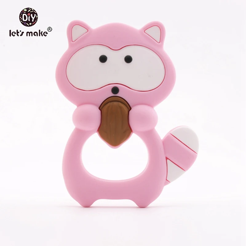 pink raccoon Детский Прорезыватель Пищевой Силиконовый грызунок в форме льва Diy пустышка цепочка Bpa бесплатно Прорезыватель игрушка для зубов Рождественская силиконовая Прорезыватель - Цвет: pink raccoon