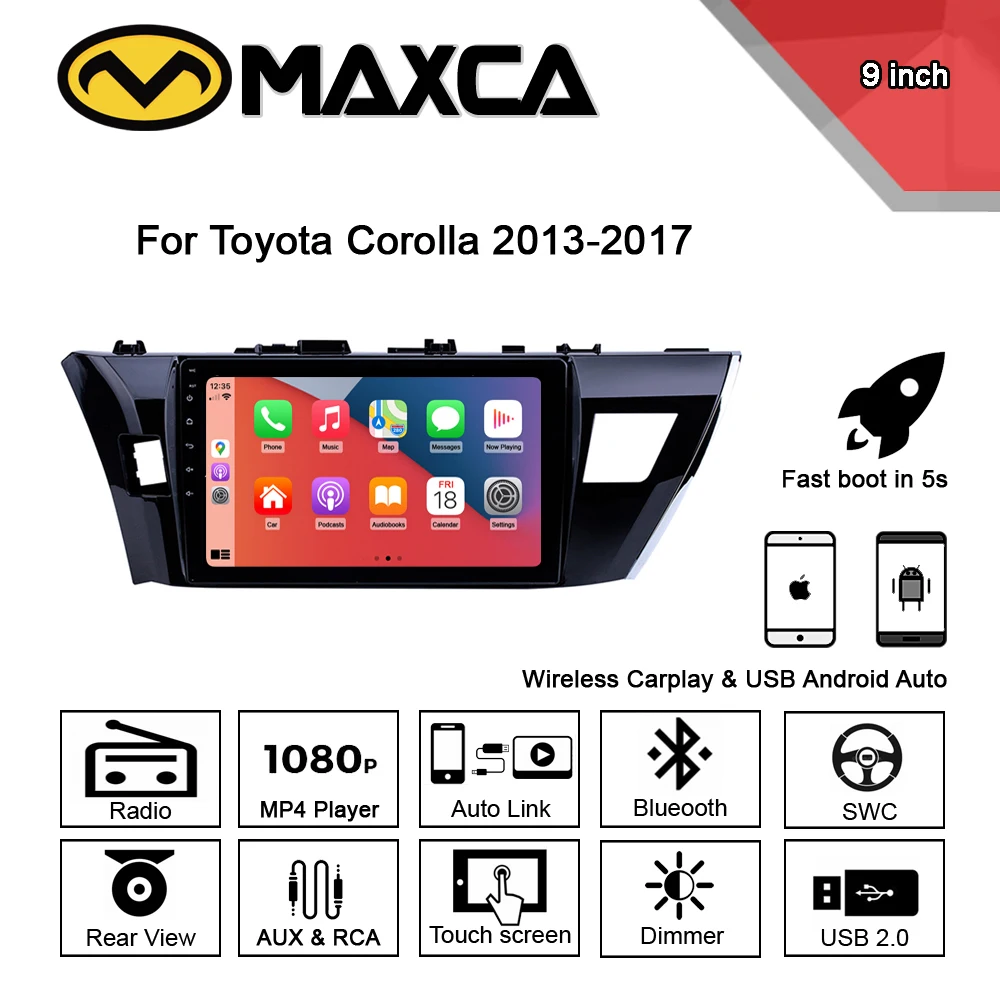 

MAXCA 10-дюймовый беспроводной автомобильный радиоприемник Carplay для 2013 Toyota Corolla мультимедийный 2 din Автомобильный радиоплеер