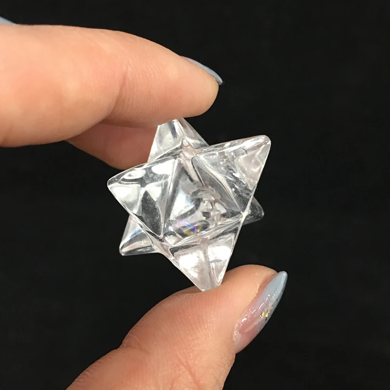 Натуральный Камень прозрачный кварц точки Merkaba звезды драгоценный камень Wicca для