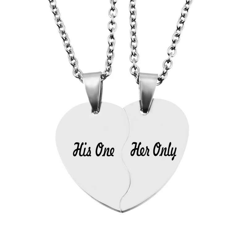 2 шт. резные ожерелья и подвески из нержавеющей стали с буквами полусердечком