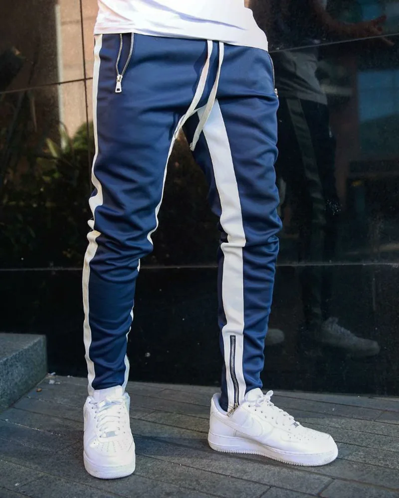 

Men Joggers Casual Skinny Pants Fitness Men Sportswear Tracksuit Pencil Pants Fashionable Street Blue Jogging Trousers 2020 NEW