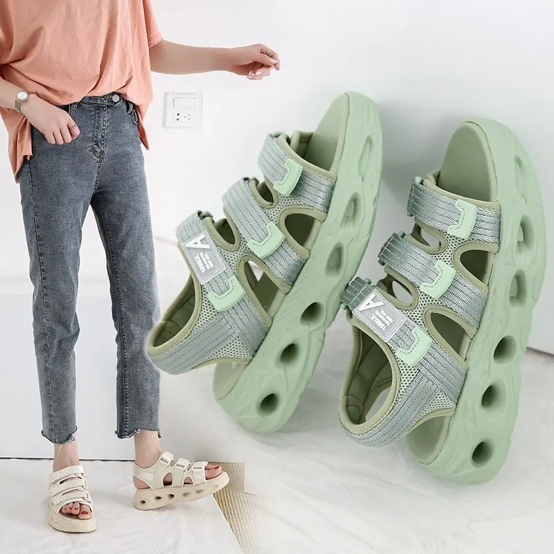 

Outdoor Ladies Black Hiking Sandals Sports Platform Sandals Ladies Beach Summer Women's Shoes Hole Sandals 2021