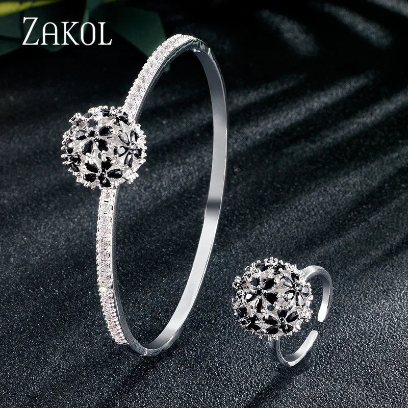 ZAKOL Новая мода кубического циркония цветок кластер Свадебные ювелирные изделия