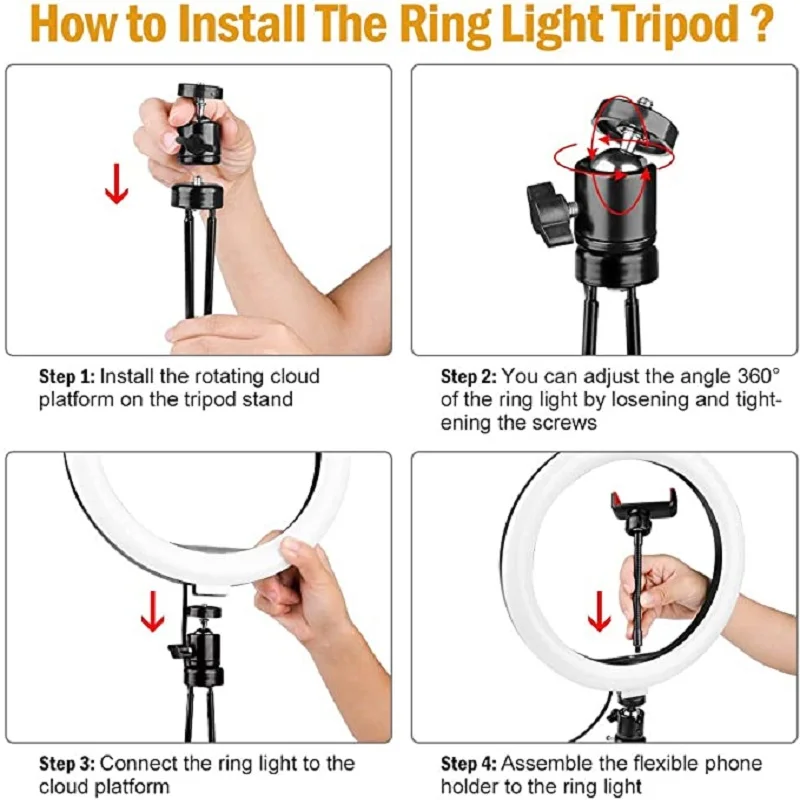 

Selfie Ring Light with Tripod Stand 10LED Ring Light with 25 RGB Modes Dimmable Led Camera Ring Light