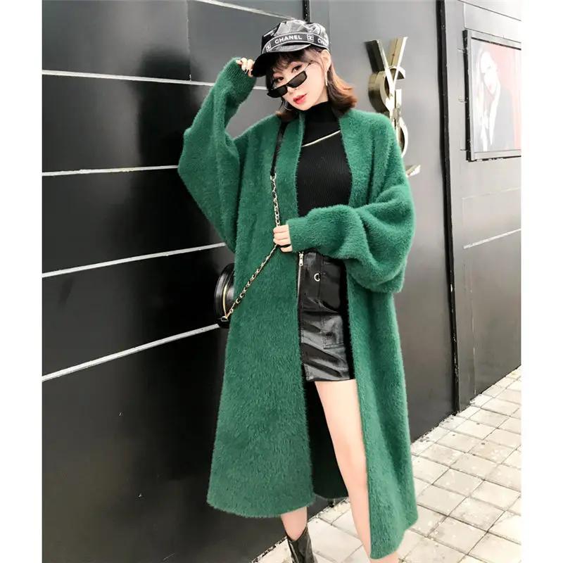 Корейский жакет из искусственного меха норки свитер осенне зимняя новая Толстая