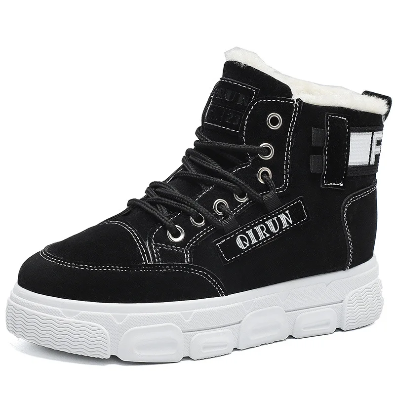 

Autumn and Winter 2021 Lace Up Round Head Keep Warm Shoes for Women with Flat Heels Cotton Shoes for Women Sneakers Women