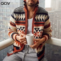 autumn pattern long sleeve turn down collar knitted jacket coats winter warm woolen sweaters coat for men casual mens sweater