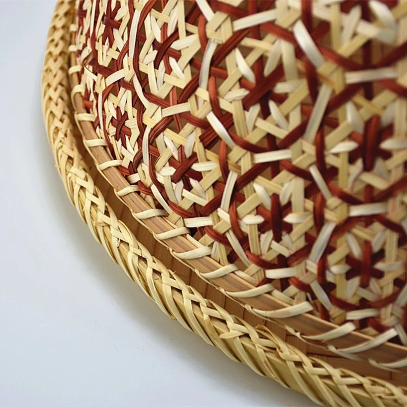 Ручная работа бамбуковая пищевая плетеная корзина из ротанга Соломенная Корзина