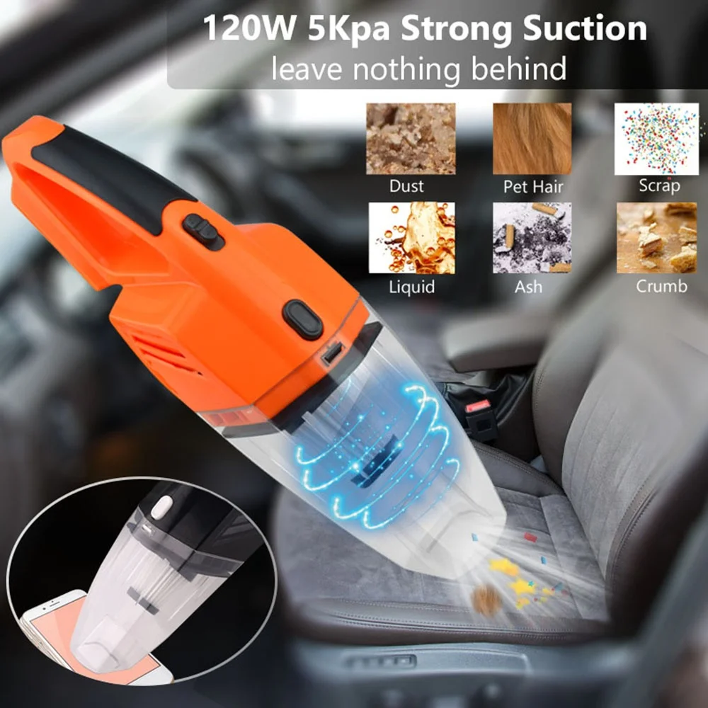 

Car Vacuum Cleaner Car Handheld Vacuum Cleaner Powerful Suction Mini Vacuum Cleaner Auto Wet/Dry Clean & lighting dual purpose