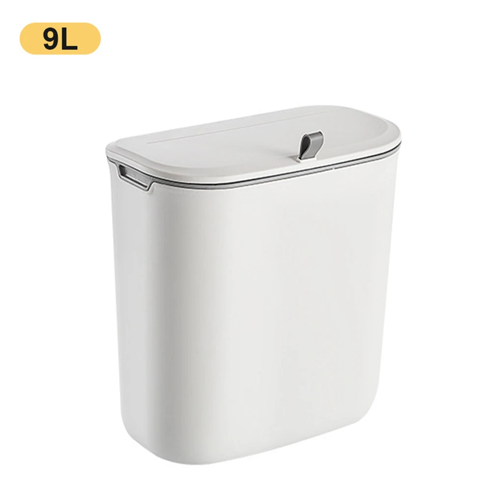 7l 9l wall mounted trash can bin with lid waste bin kitchen cabinet door hanging trash bin for dustbin garbage bin trashcan free global shipping