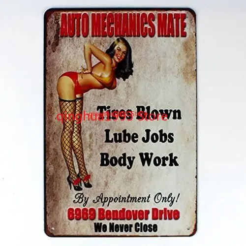 

auto machanics mate metal tin sign Bar Cafe Garage Wall Decor Retro vintage 8 X 12 inch