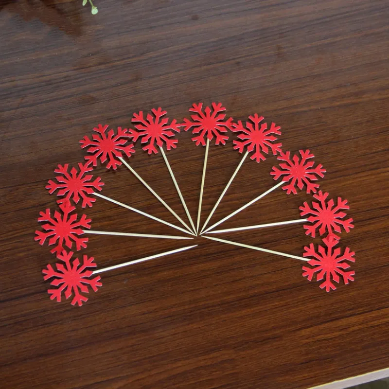Red 10 Pcs 10 шт. снежинка кекс топперы Счастливого рождества декор украшения для дома украшения год Санта Клаус - Цвет: Red 10 Pcs
