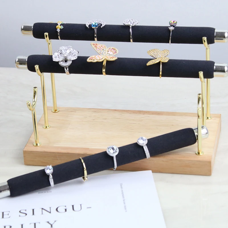 Wooden Jewelry Display Stand Ring Holder T-Bar Display Bracelets Anklets Jewelry Display Stand Packaging Jewelry Tool