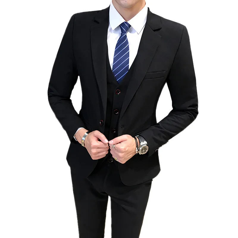 Роскошные мужские деловые туфли Свадебные комплект одежды из 3 предметов (пиджак