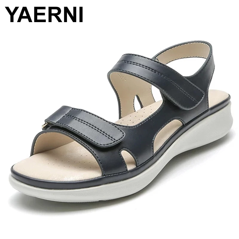 

YAERNIComfort Shoes for Women 2021 Summer Roman Sandals Clear Heels Suit Female Beige Large Size Gladiator Girls New Low Black F
