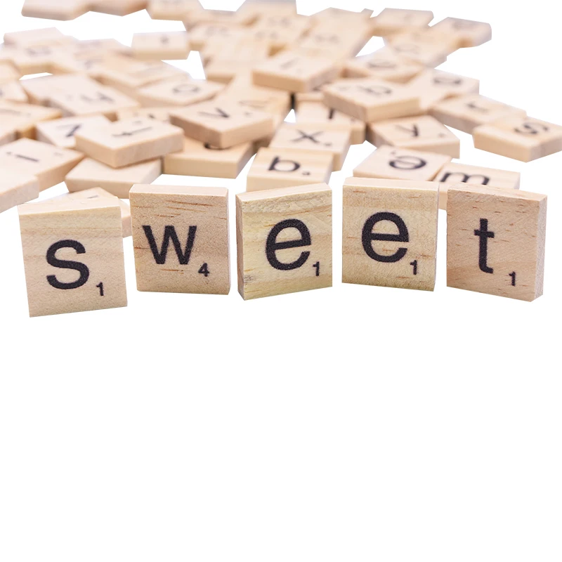 

100Pcs/lot Wooden Scrabble Letters English Alphabet Scrabble Black Letters And Numbers Digital Puzzle Wooden Toys for Kids