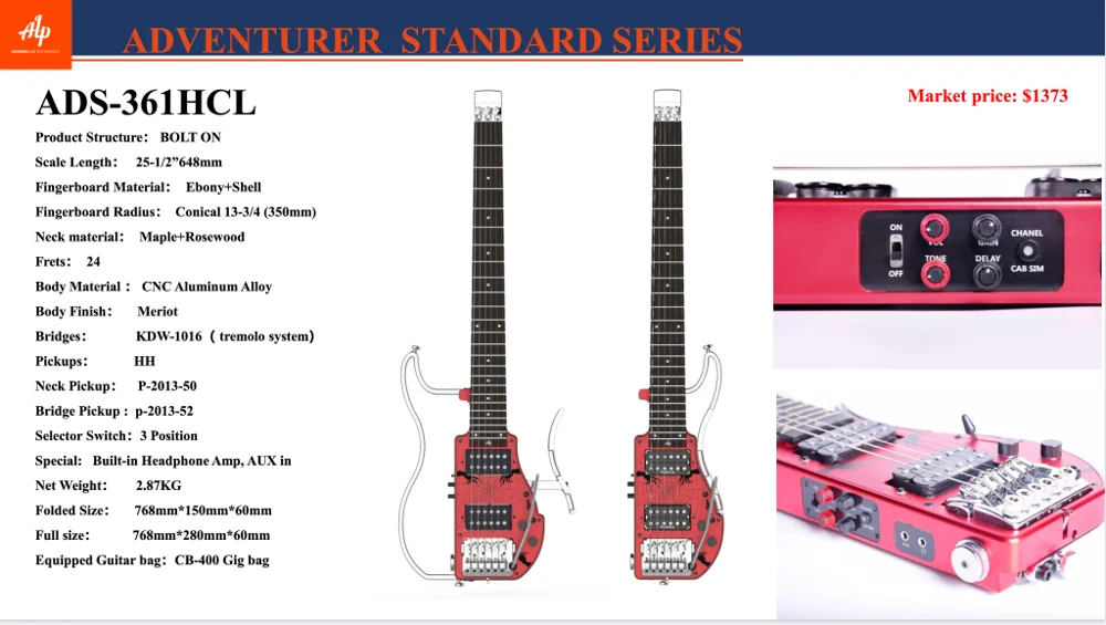 Электрогитара ALP без головы Explorer портативная складная электрогитара для
