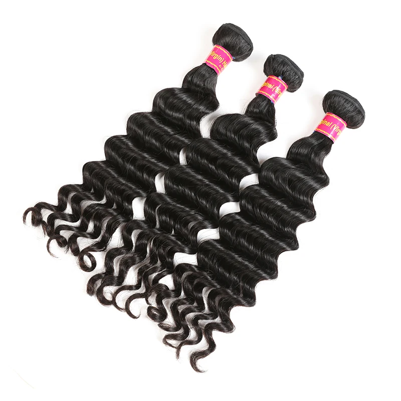 Ali queen hair Products Бразильский Натуральный волнистый девственные человеческие волосы 3 пучка с 4x4 кружевной чехол