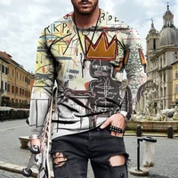 new spring autumn mens pullover long sleeve jogging sweatshirt top 3d graffiti theme funny casual hip hop wear style
