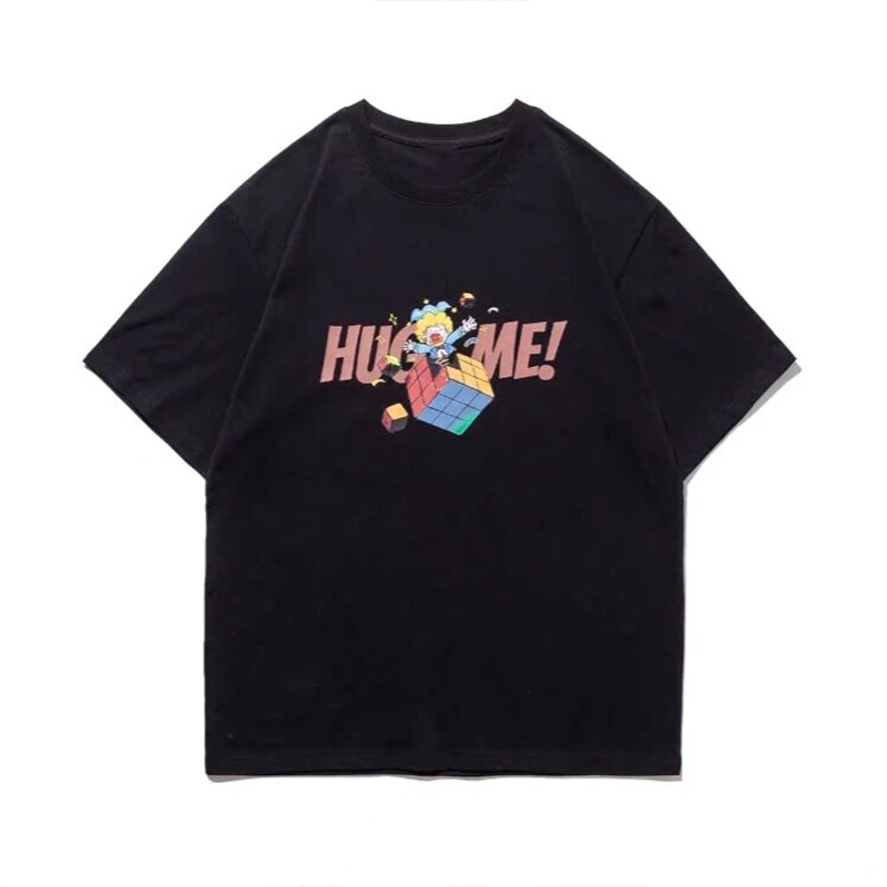 

2021 New Cat Cartoon Print Summer T-Shirt for Men Short Sleeve popular logo Loose Half Sleeve Men's SHIRT with casual base