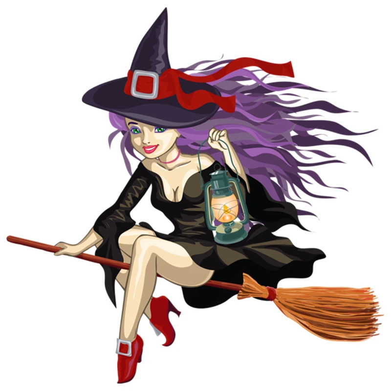 

A Witch Funny Car Sticker Printed PVC Decal for Auto Car Stickers Styling Decoration Sunscreen Waterproof 15cm*15cm