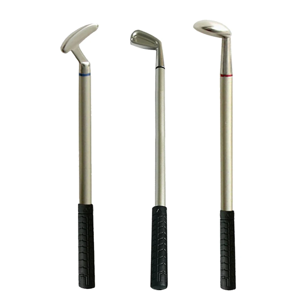 

3x Novelty Ballpoint Pens Golf Putter Shape Ballpoints Red/Blue/Black