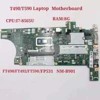 for lenovo thinkpad t490 t590 laptop motherboard with i7 8565u 8gb ram ft490ft492ft590ft591 nm b901 100 test ok
