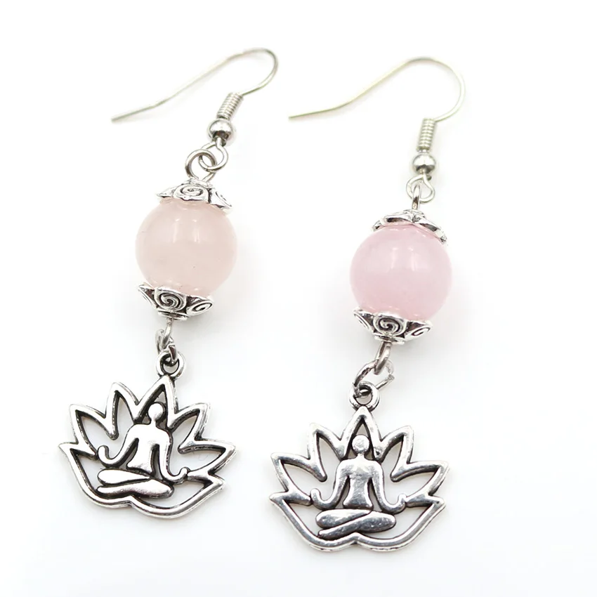 FYJS уникальный посеребренный Будда круглые бусины висячие серьги много цветов