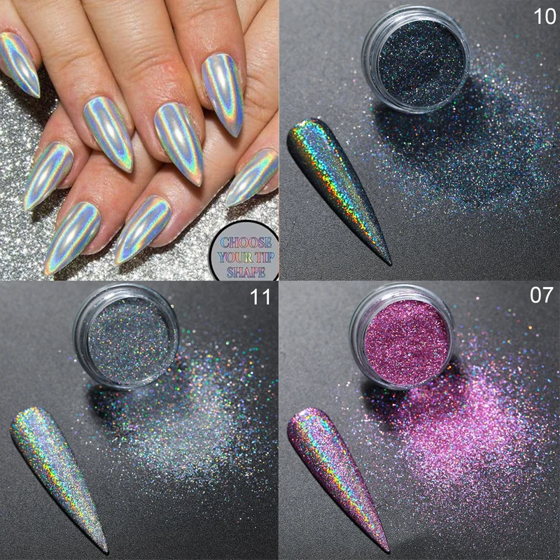 Порошок для ногтей лазерный Серебряный блестящий хромированный порошок