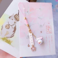 cute cherry rabbit keychain cat bell sakura omamori key chains phone smart charms good luck fortune wealth charm couples gifts