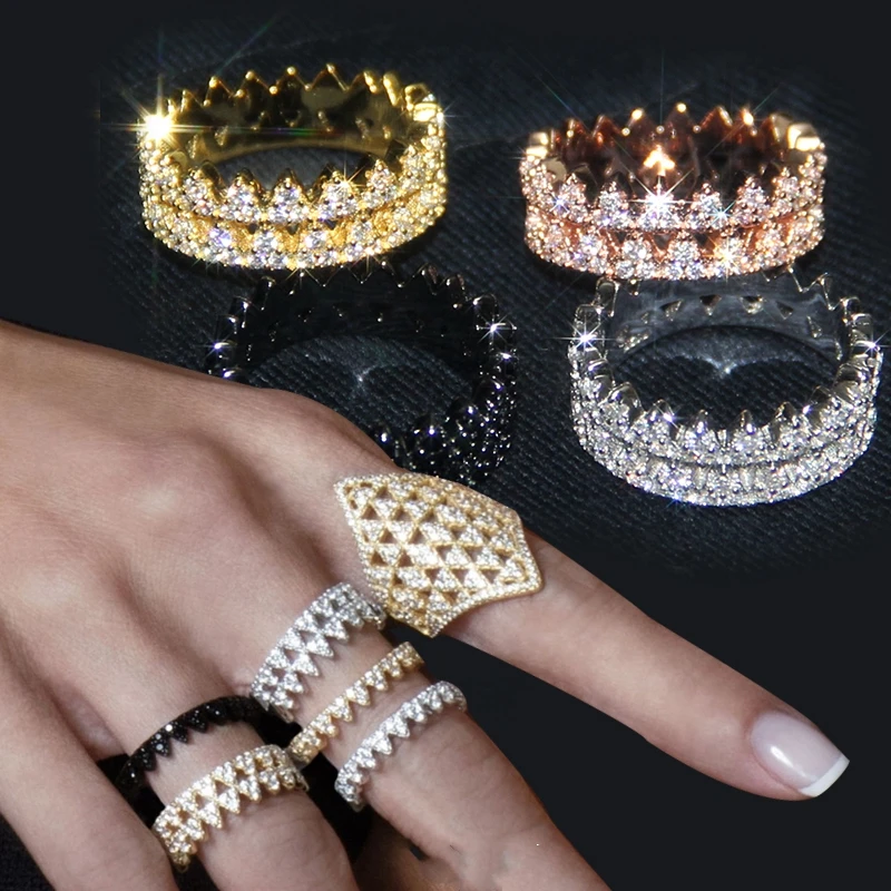 Модное кольцо манжета в форме короны с шипами простое на запястье микро