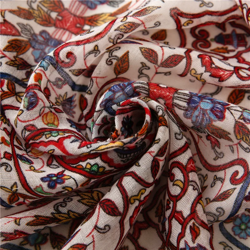 

2021 New Spring Cotton Scarf for Women's Floral Print Sunscreen Large Shawls Beach Stoles Pashmina Female Bandana Foulard