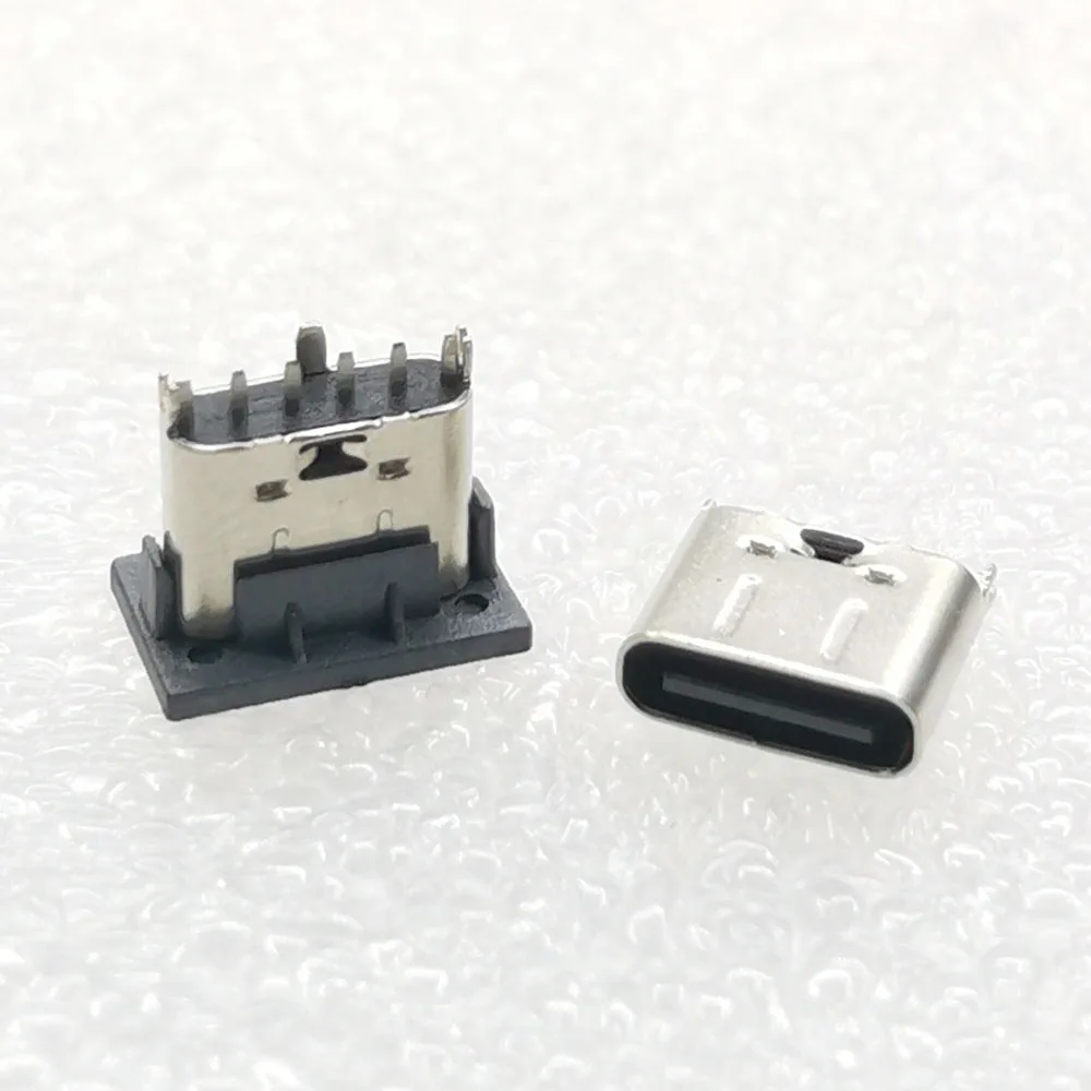 100pcs micro usb 3 1 type c connector jack 6pin 180 degree female for mobile phone diy electronic parts power charging port jack free global shipping