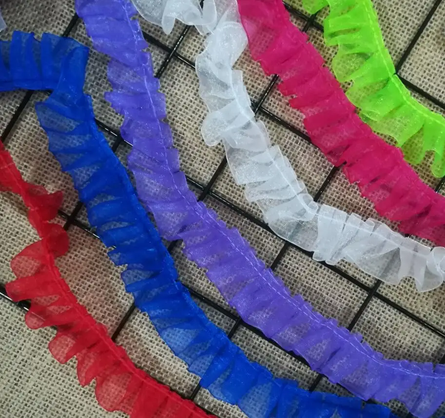 1 м плиссированная Тюлевая кружевная ткань 2 5 см лента синяя фиолетовая желтая