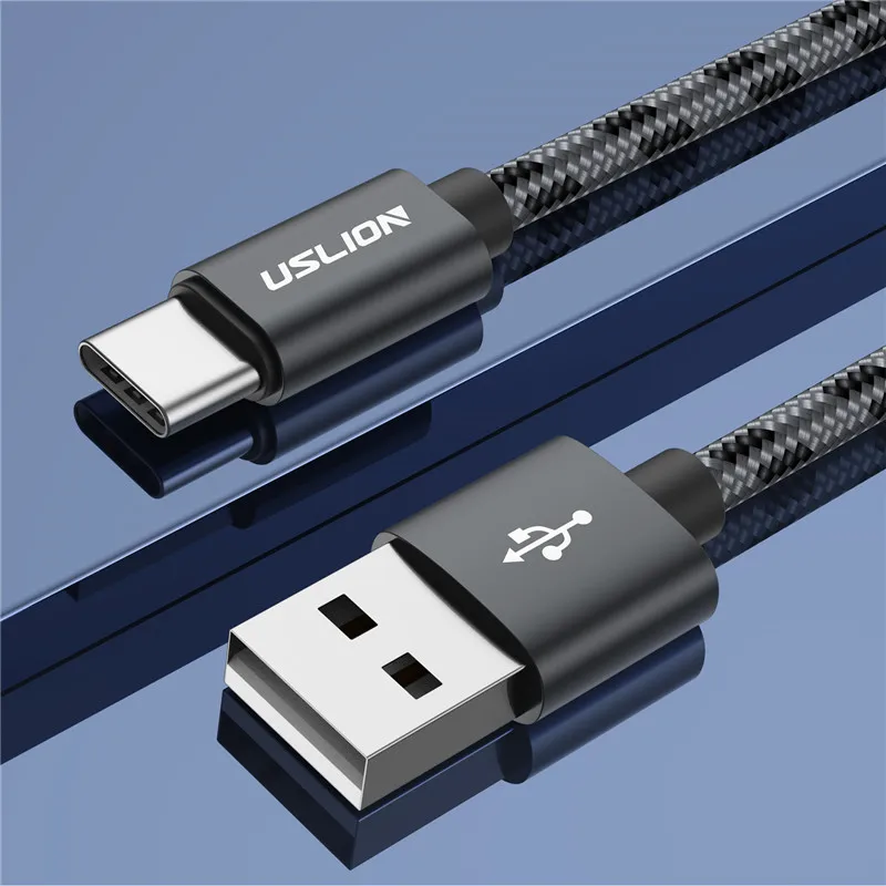 Usb-кабель USLION type C для быстрой зарядки устройств samsung Galaxy S10 S9 S8 Plus Xiaomi Mi 5s redmi k20 pro - Цвет: Серый
